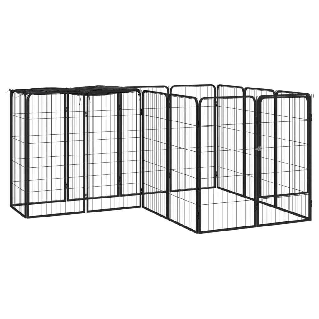 Hondenkennel 14 panelen 50 x 100 cm gepoedercoat staal zwart (1)