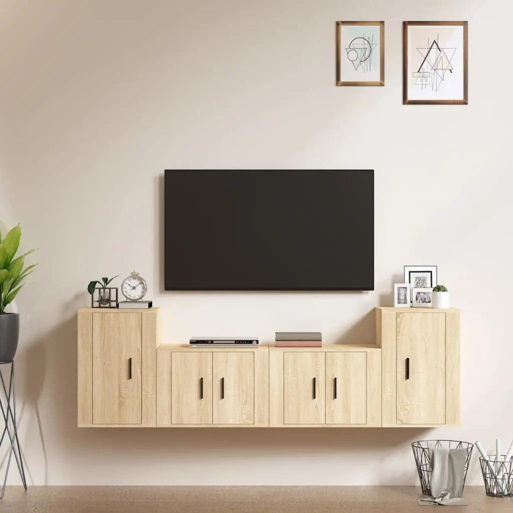 4-delige Tv-meubelset bewerkt hout sonoma eikenkleurig (1)