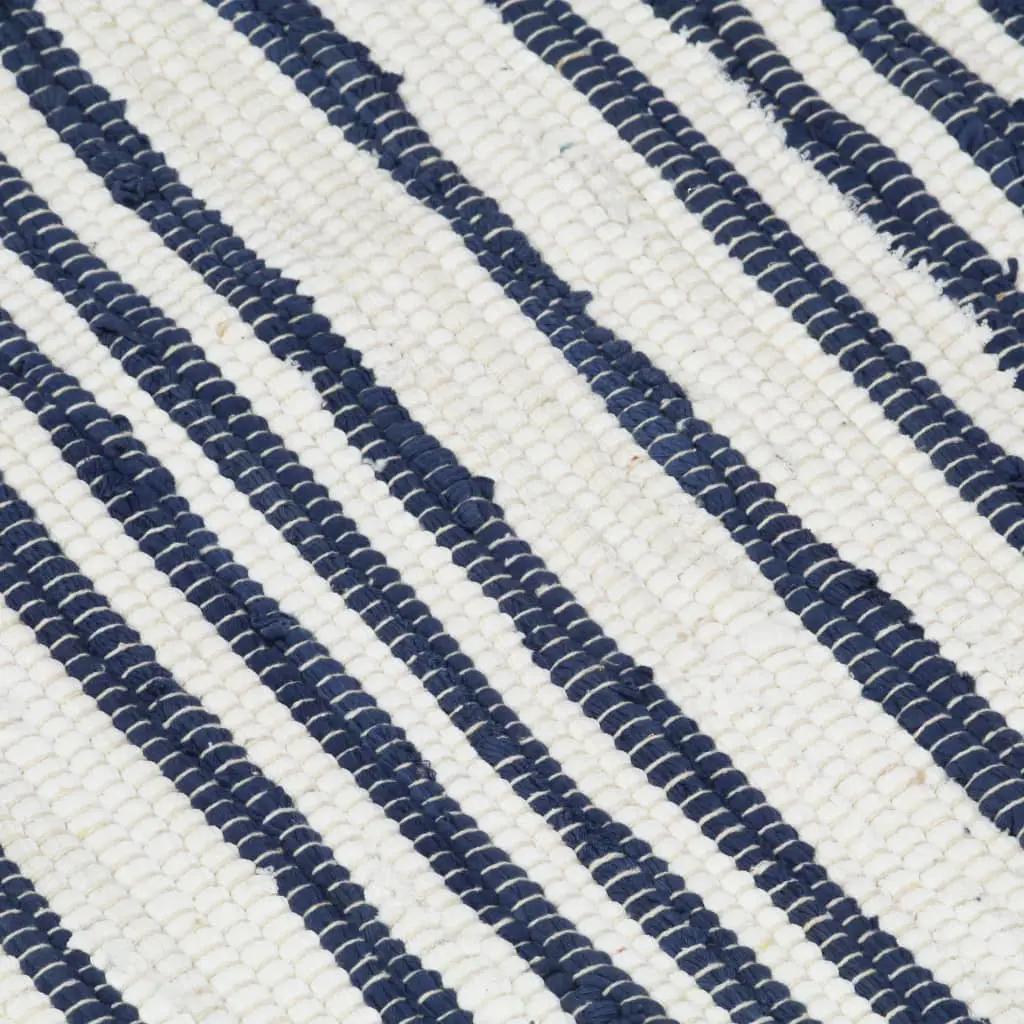 Vloerkleed chindi handgeweven 120x170 cm katoen blauw en wit (5)