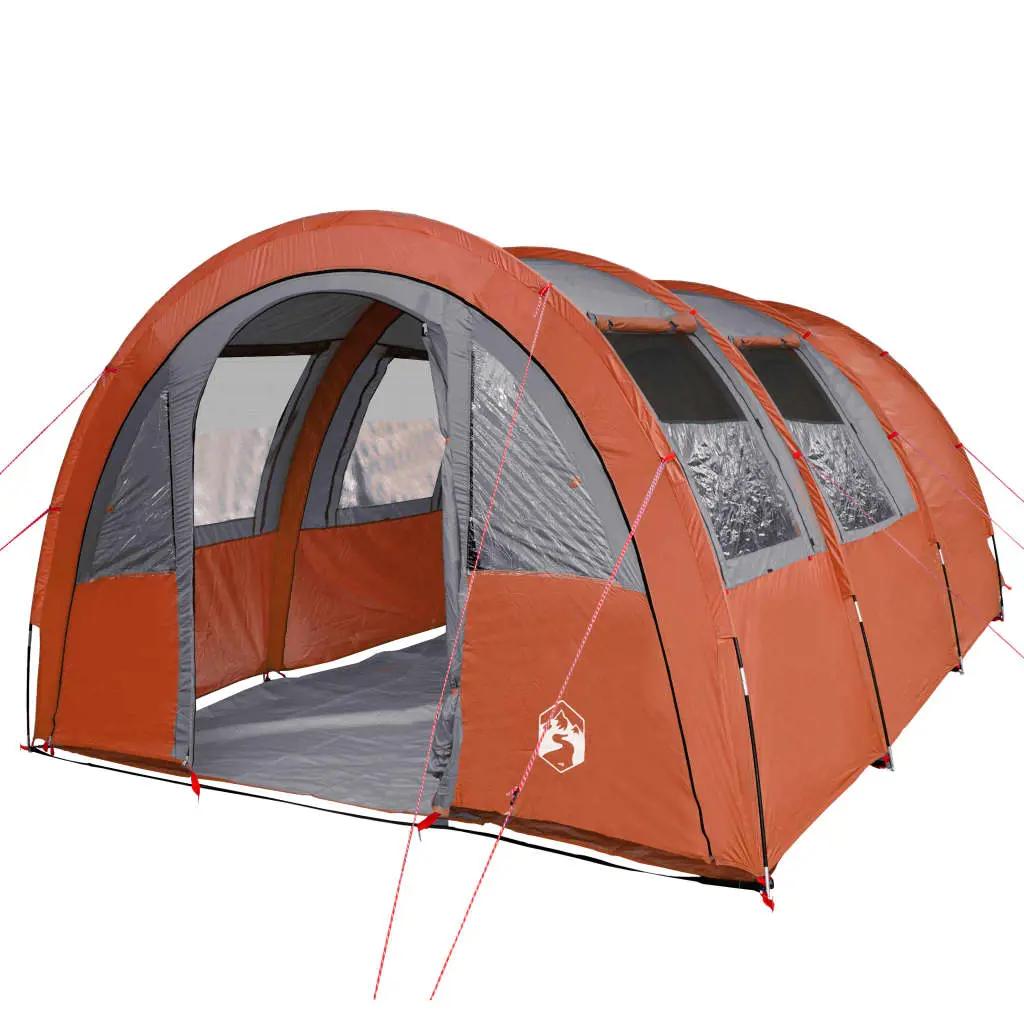 Tent 4-persoons waterdicht grijs en oranje (4)