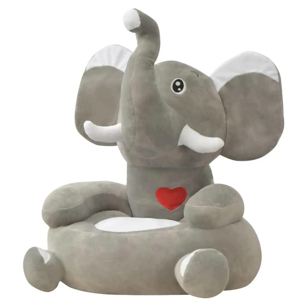 Kinderstoel olifant pluche grijs (1)