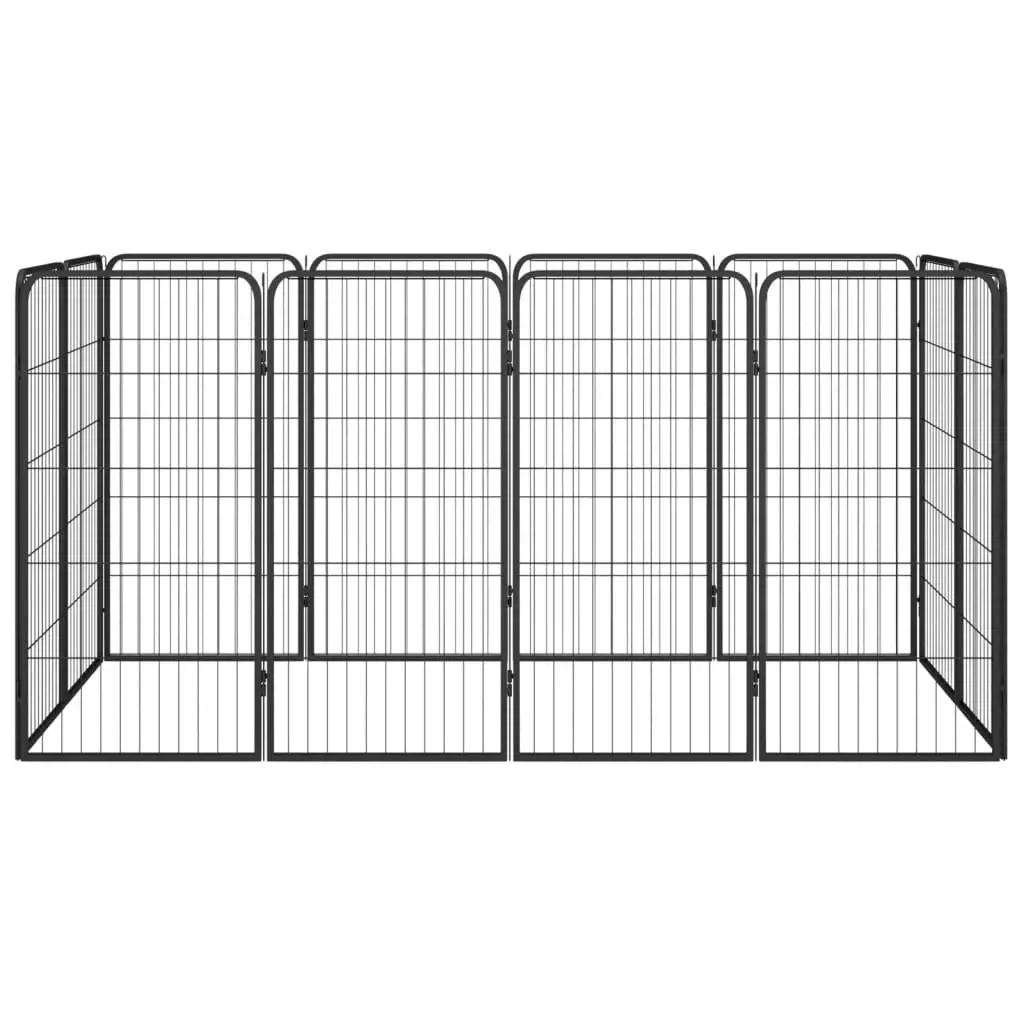 Hondenkennel 12 panelen 50 x 100 cm gepoedercoat staal zwart (2)