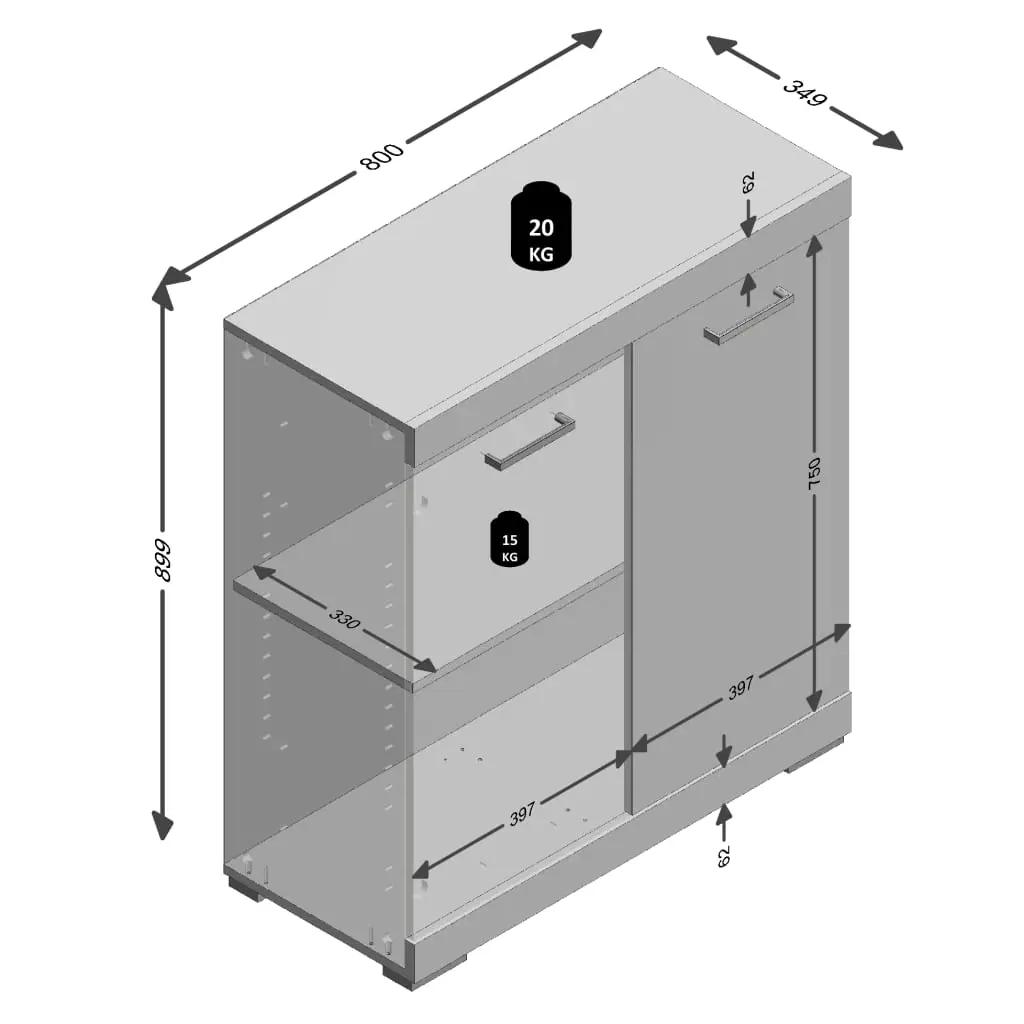 FMD Kast met 2 deuren 80x34,9x89,9 cm wit en betonkleurig (5)