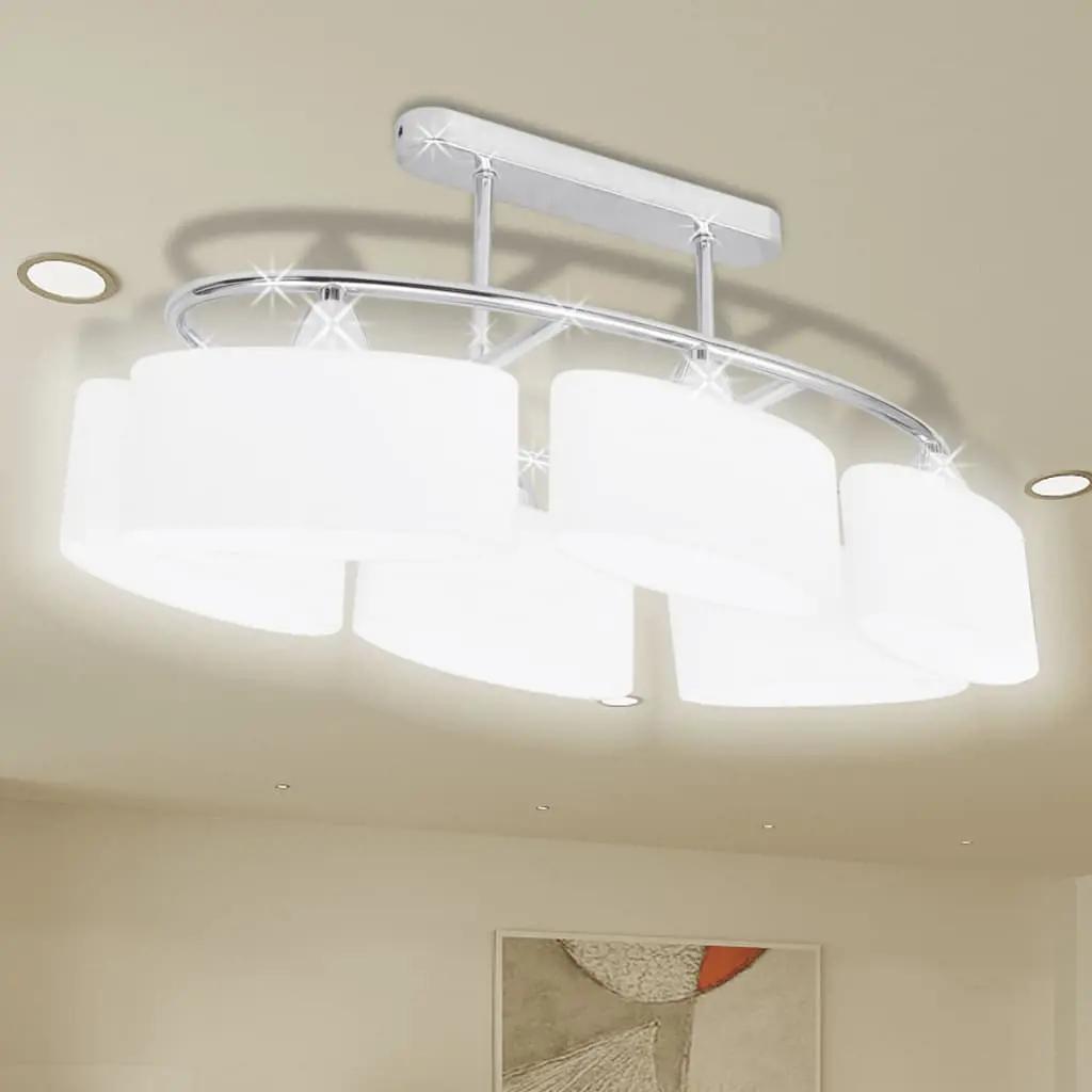 Plafondlamp met ellipsvormige glazen kappen 6xE14