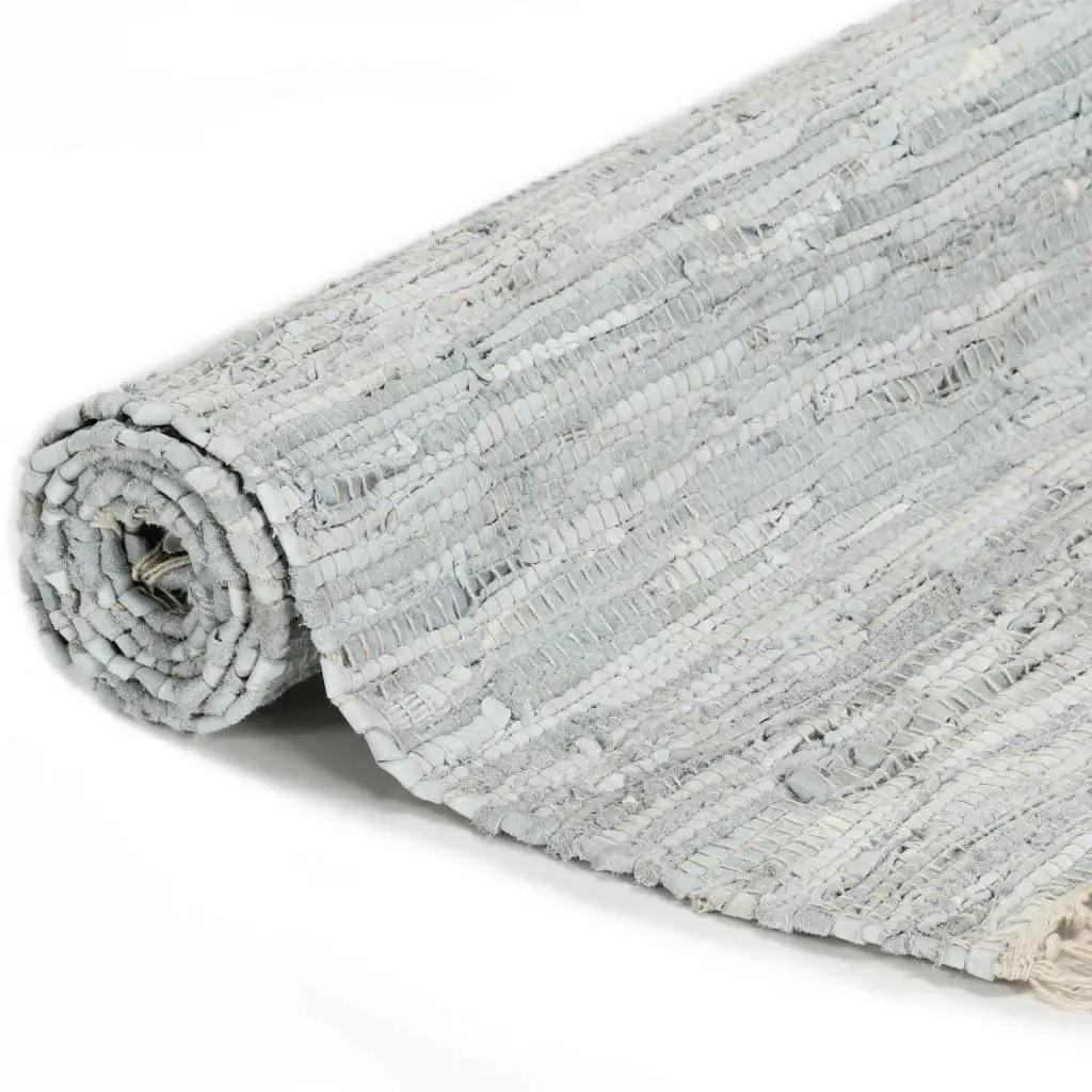 Vloerkleed chindi handgeweven 190x280 cm leer lichtgrijs (2)