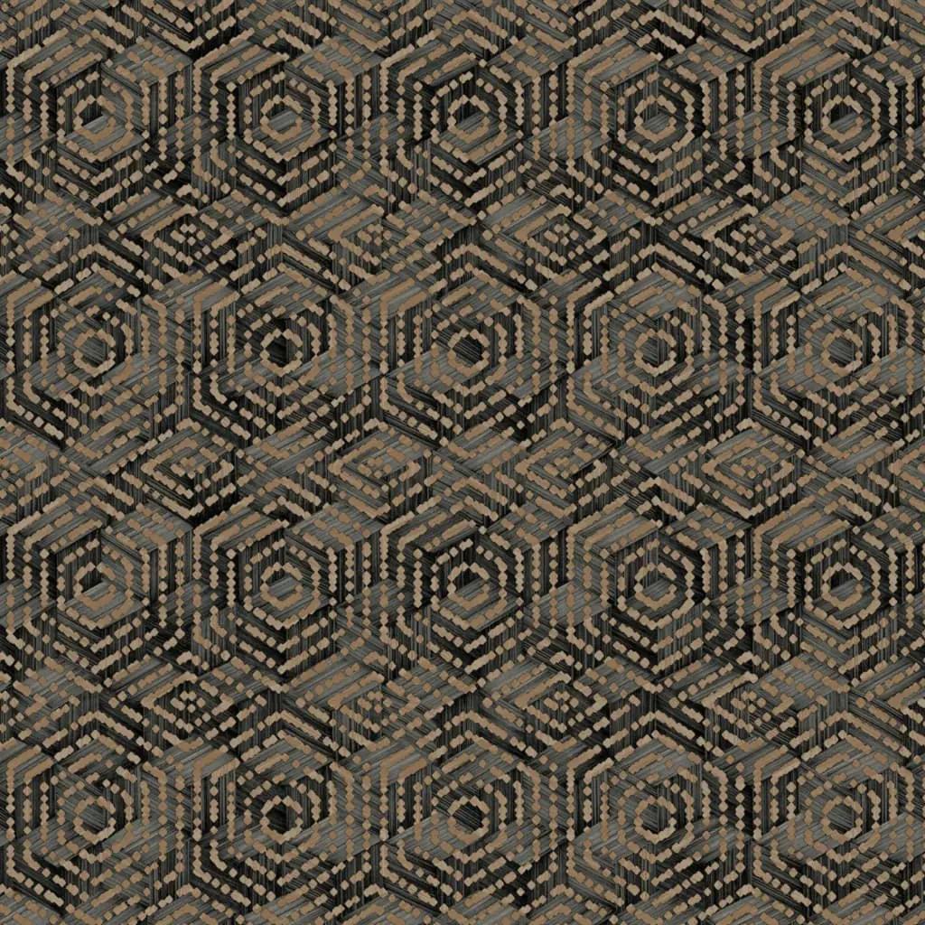 DUTCH WALLCOVERINGS Behang Geometric bruin en zwart (2)