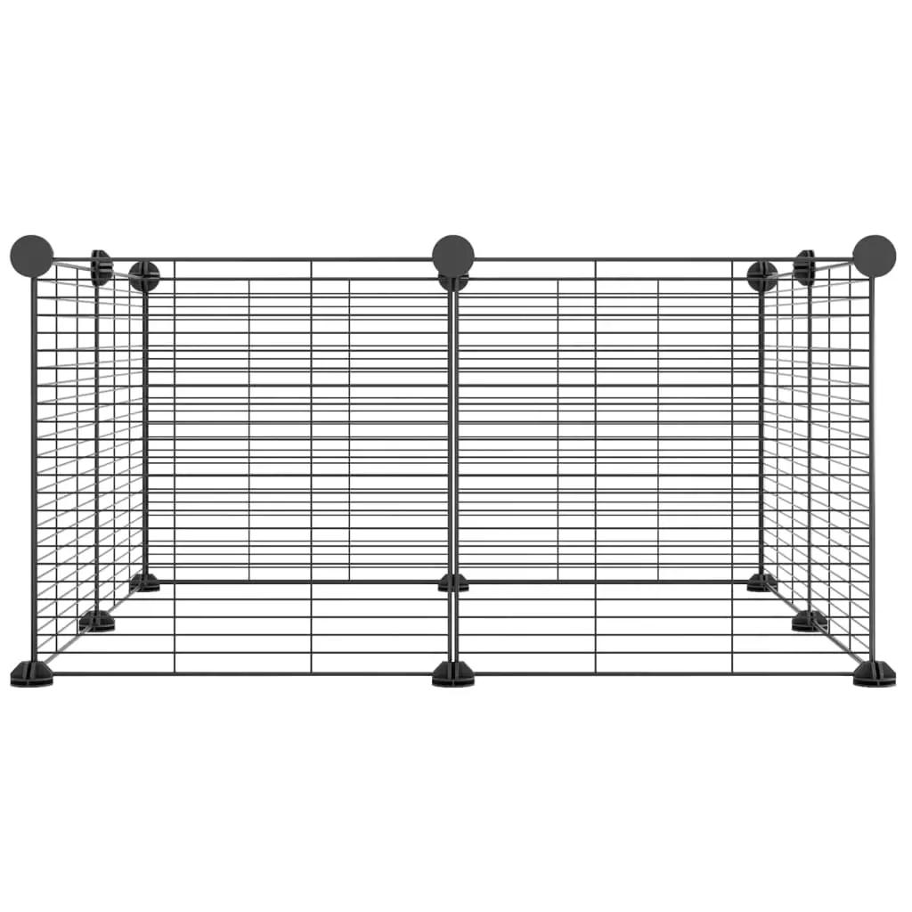 Huisdierenkooi met 8 panelen 35x35 cm staal zwart (3)