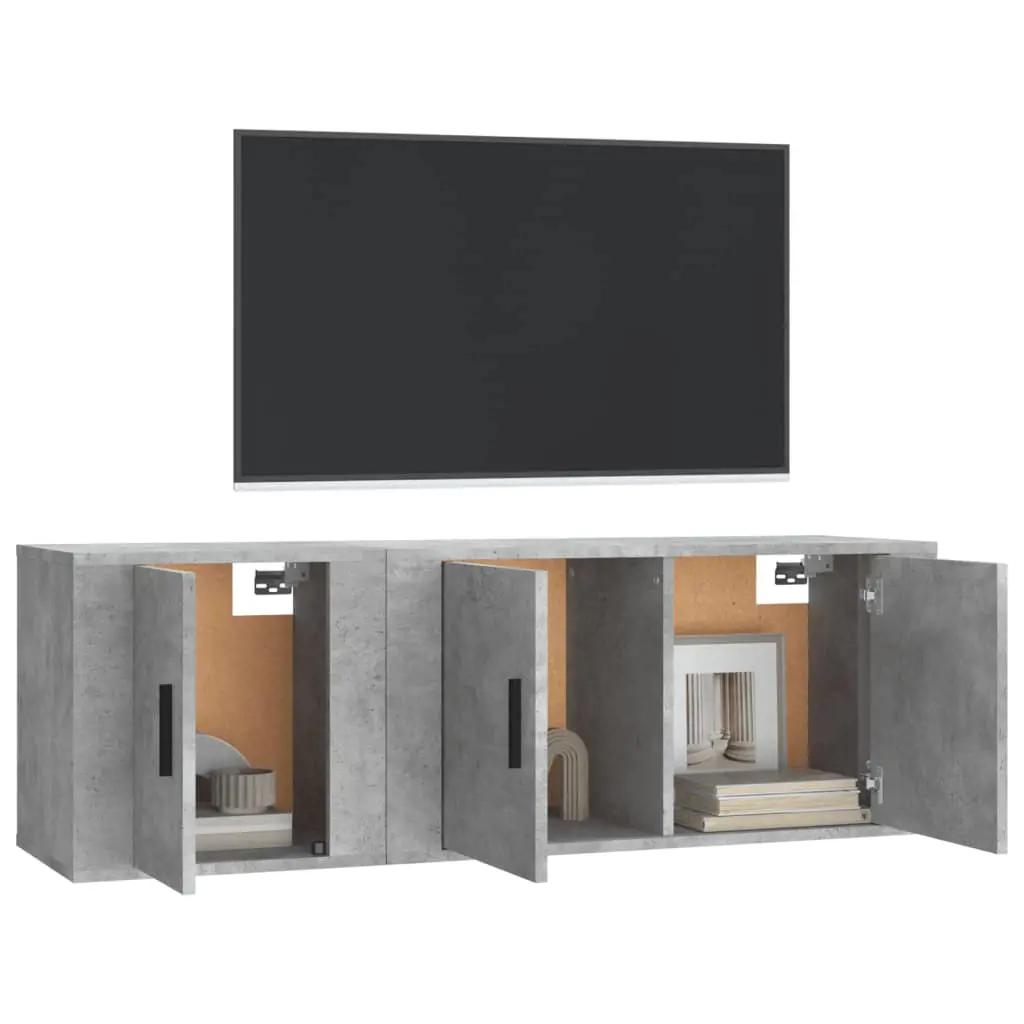2-delige Tv-meubelset bewerkt hout betongrijs (3)