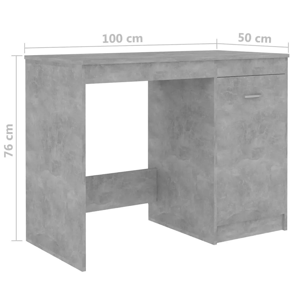 Bureau 100x50x76 cm bewerkt hout betongrijs (9)