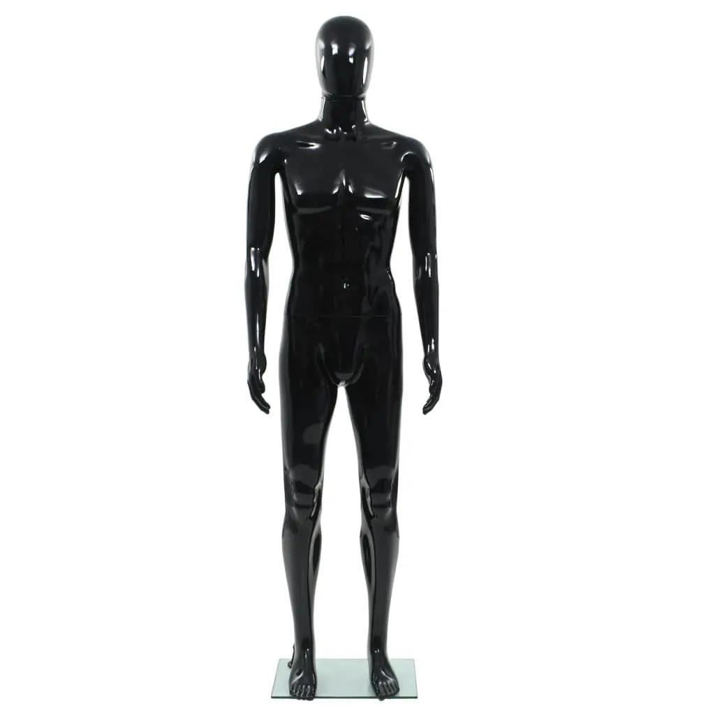 Etalagepop mannelijk met glazen voet 185 cm glanzend zwart (2)
