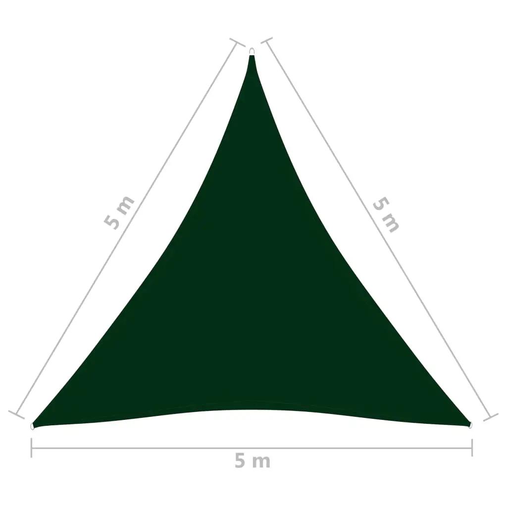 Zonnescherm driehoekig 5x5x5 m oxford stof donkergroen (6)