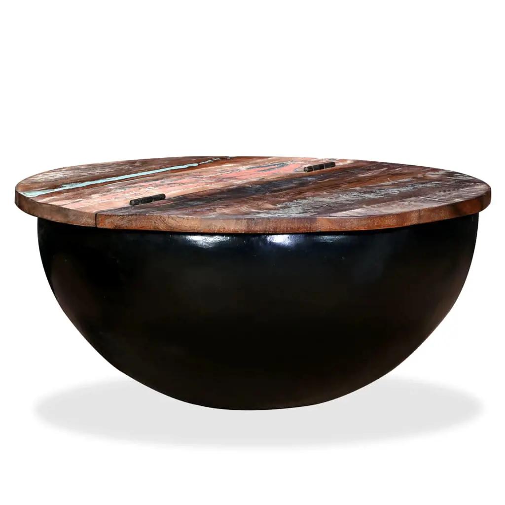 Salontafel komvormig massief gerecycled hout zwart (10)