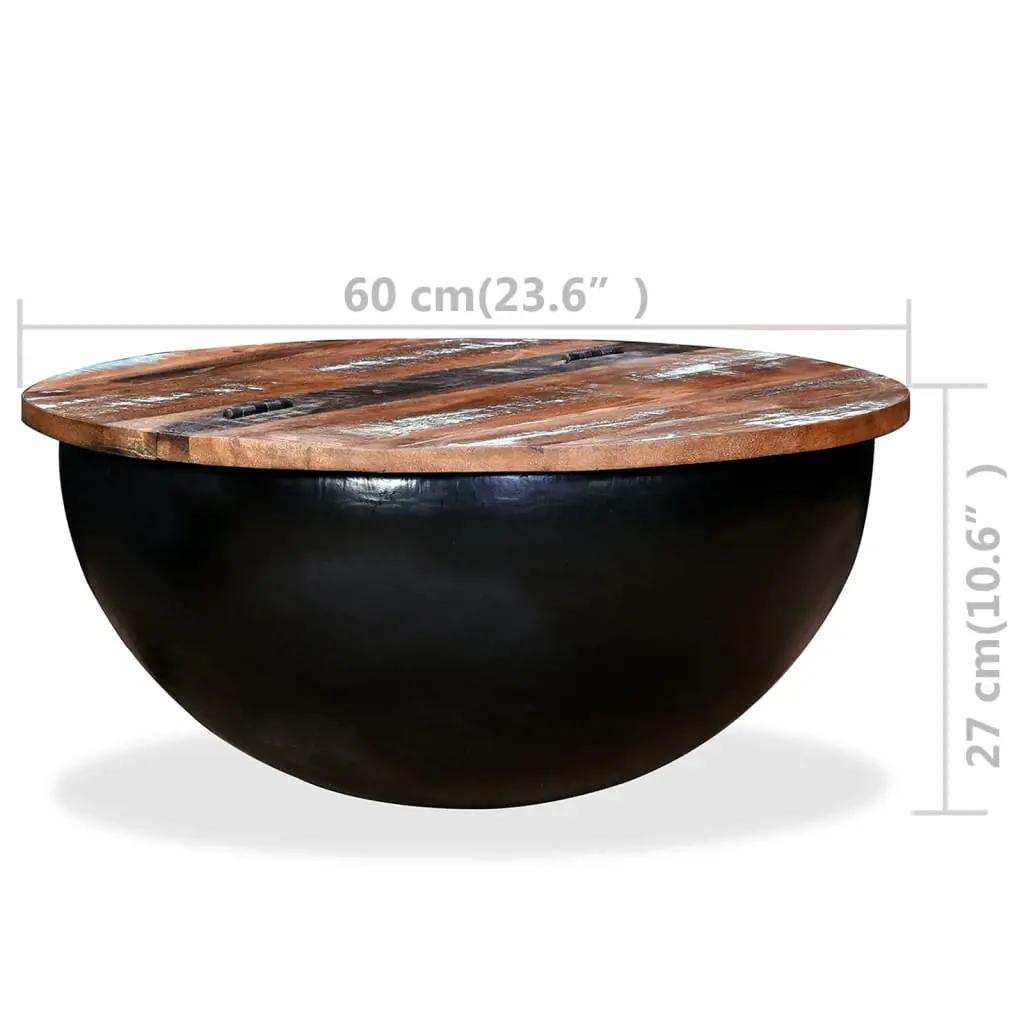Salontafel komvormig massief gerecycled hout zwart (11)