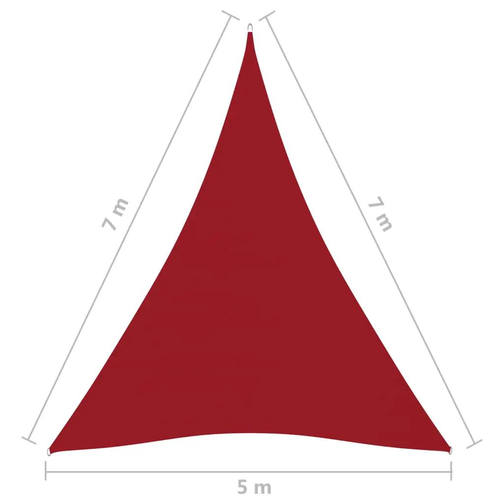 Zonnescherm driehoekig 5x7x7 m oxford stof rood (6)