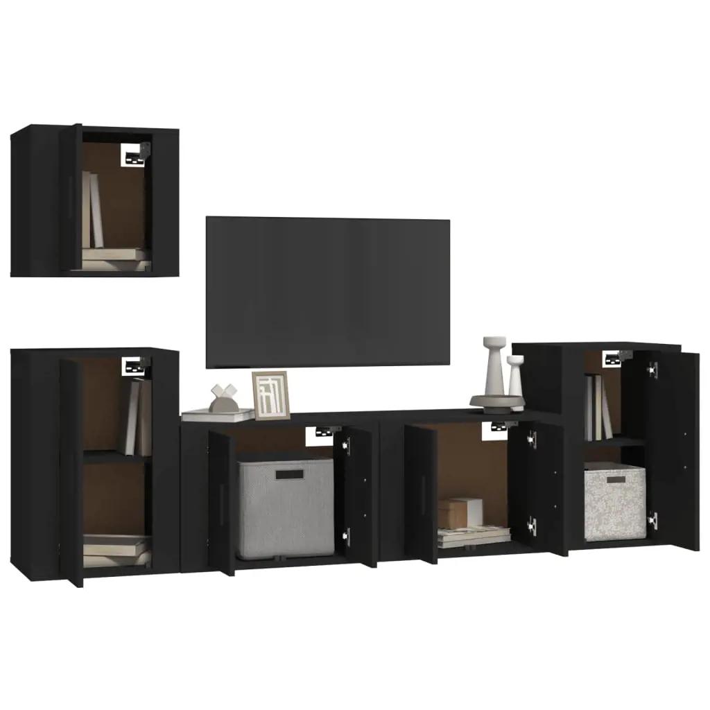 5-delige Tv-meubelset bewerkt hout zwart (3)