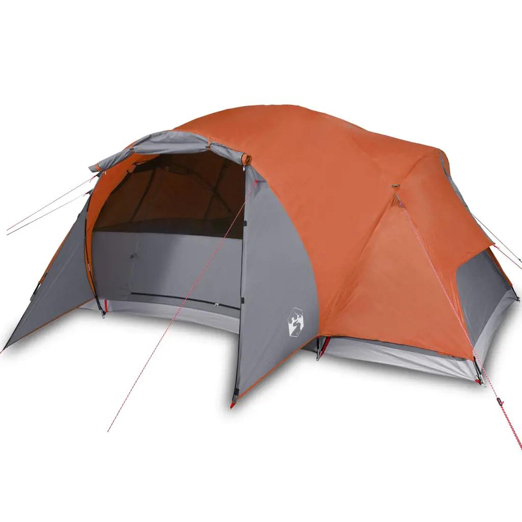 Tent 8-persoons waterdicht grijs en oranje (2)