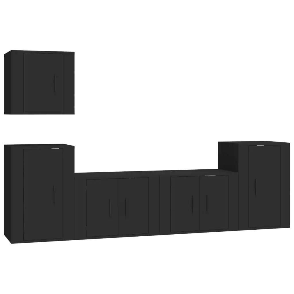 5-delige Tv-meubelset bewerkt hout zwart (2)