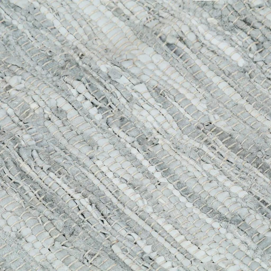 Vloerkleed chindi handgeweven 160x230 cm leer grijs (5)