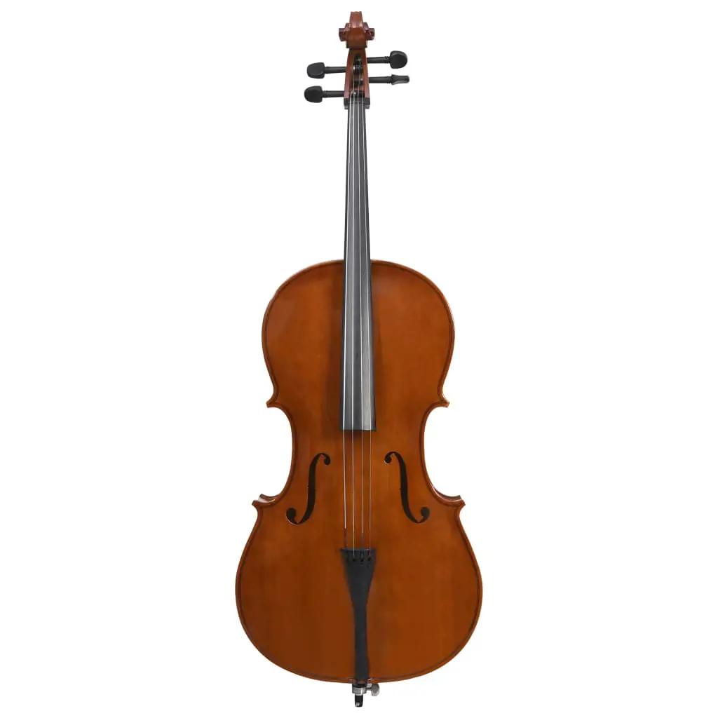 Celloset met tas en haren strijkstok 4/4 donkerhoutkleurig (3)