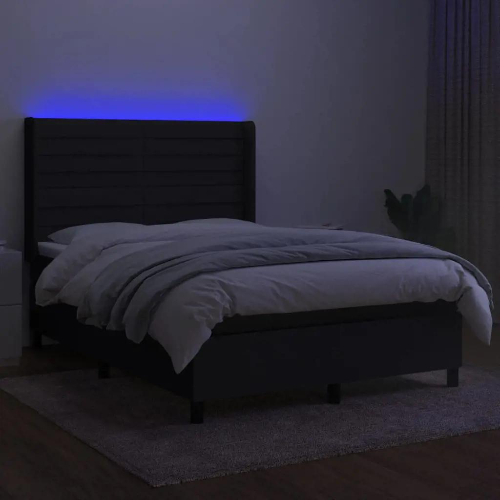 Boxspring met matras en LED stof zwart 140x190 cm (3)