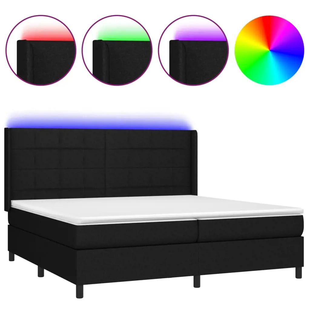 Boxspring met matras en LED stof zwart 200x200 cm (2)
