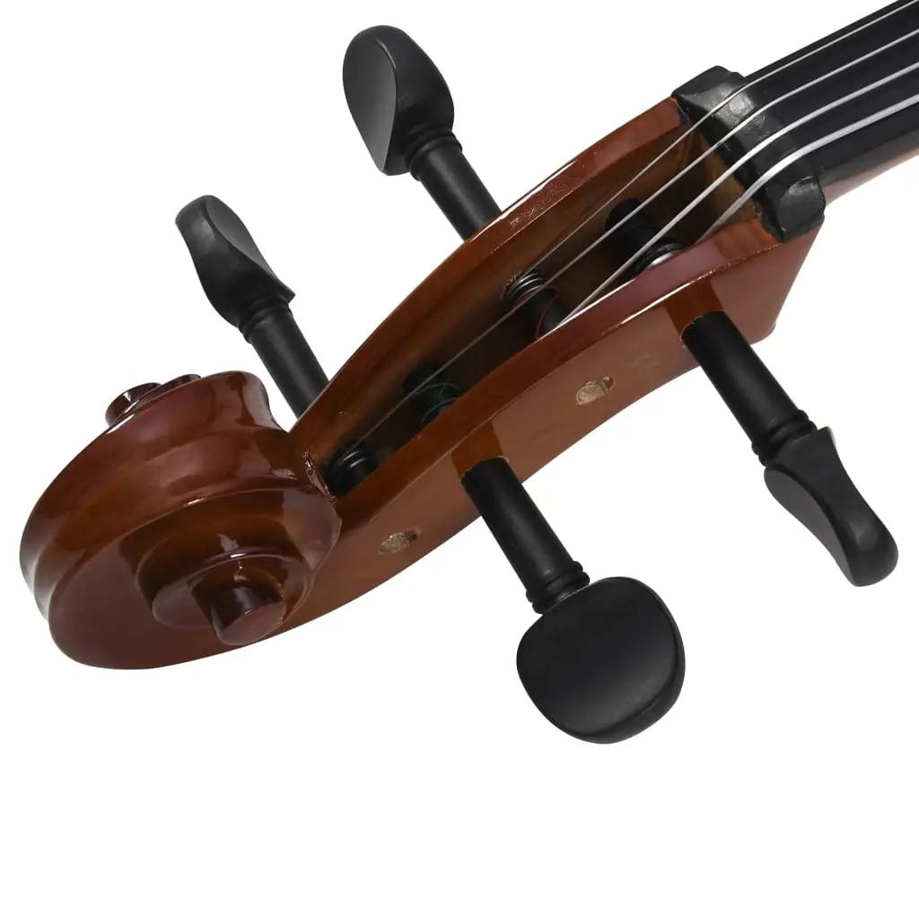 Celloset met tas en haren strijkstok 4/4 donkerhoutkleurig (5)