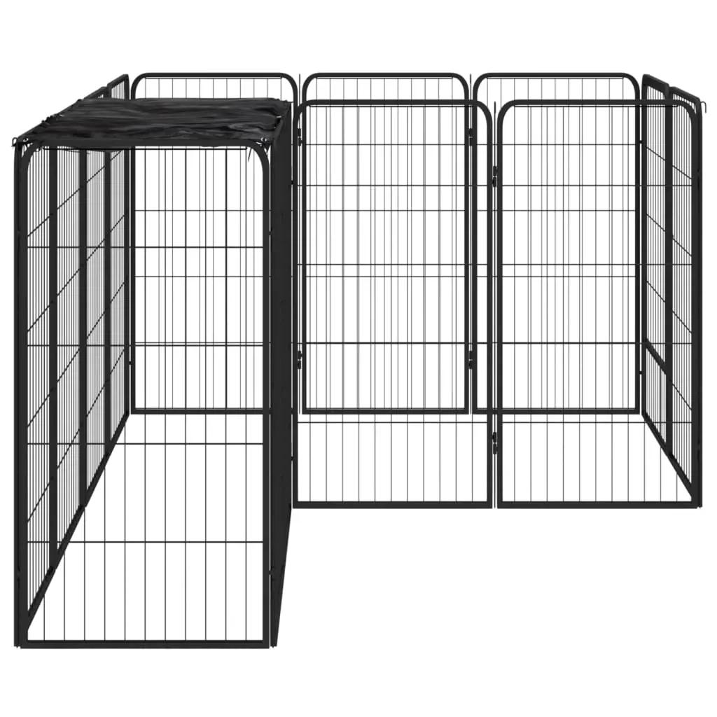 Hondenkennel 14 panelen 50 x 100 cm gepoedercoat staal zwart (3)