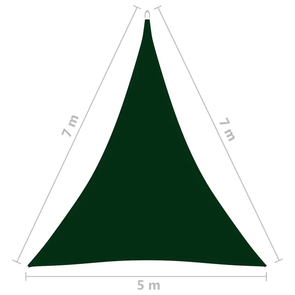Zonnescherm driehoekig 5x7x7 m oxford stof donkergroen (6)