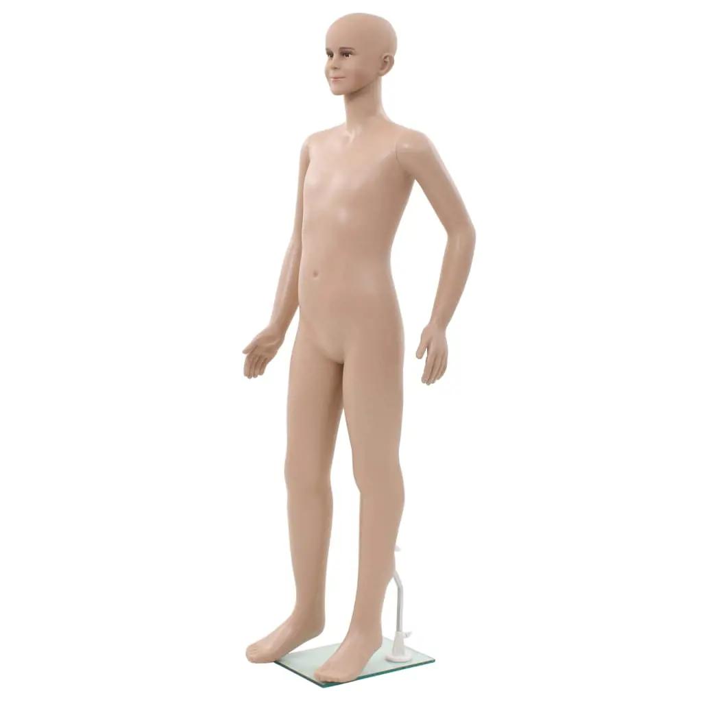 Etalagepop kind met glazen voet 140 cm beige