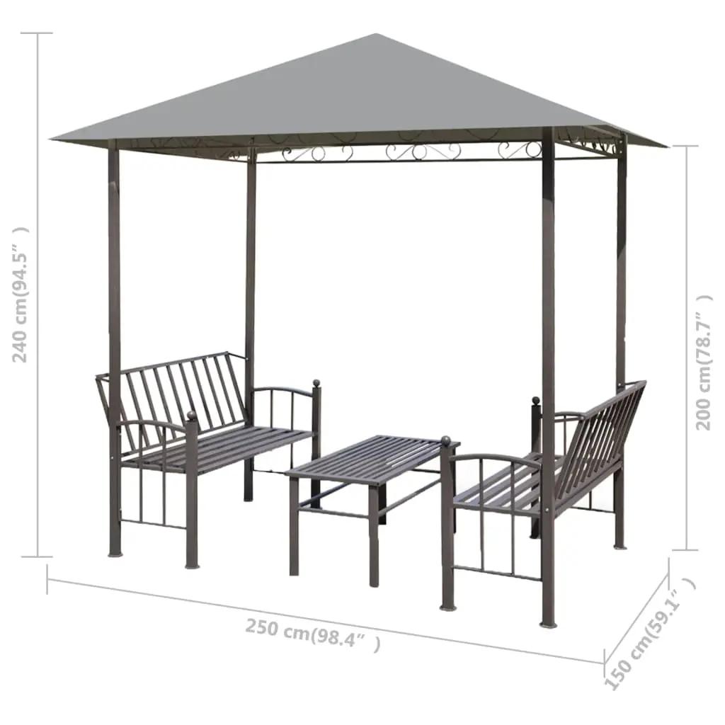Tuinpaviljoen met tafel en bankjes 2,5x1,5x2,4 m antraciet (5)