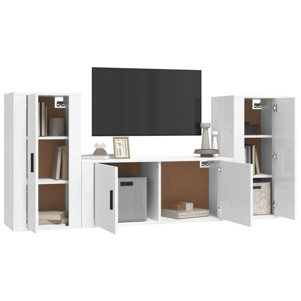 3-delige Tv-meubelset bewerkt hout hoogglans wit (3)