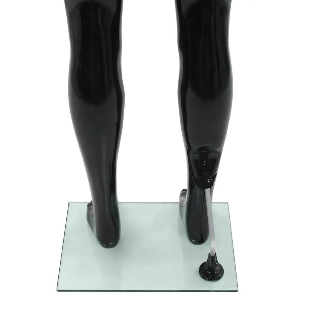 Etalagepop mannelijk met glazen voet 185 cm glanzend zwart (6)