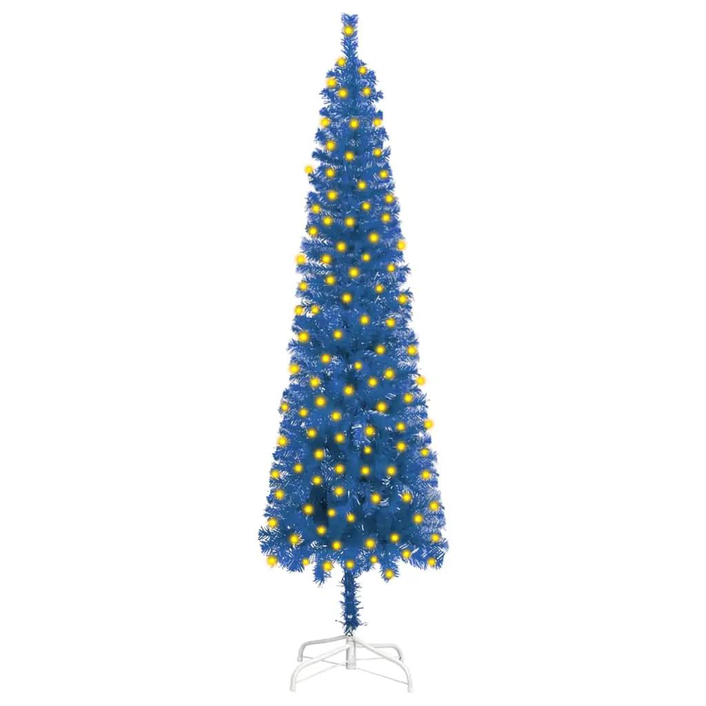 Kerstboom met LED's smal 150 cm blauw
