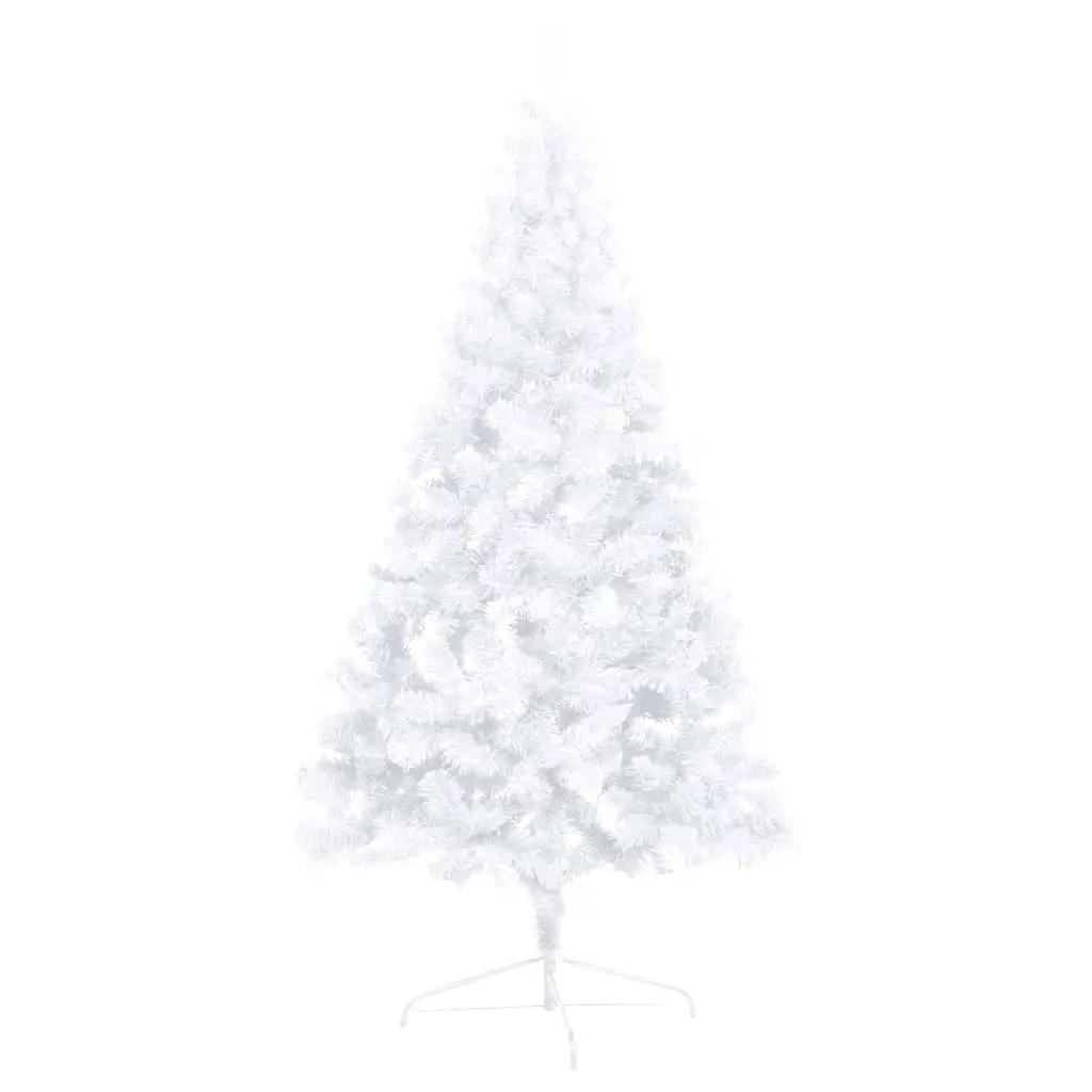 Kunstkerstboom met verlichting half standaard 180 cm PVC wit (5)