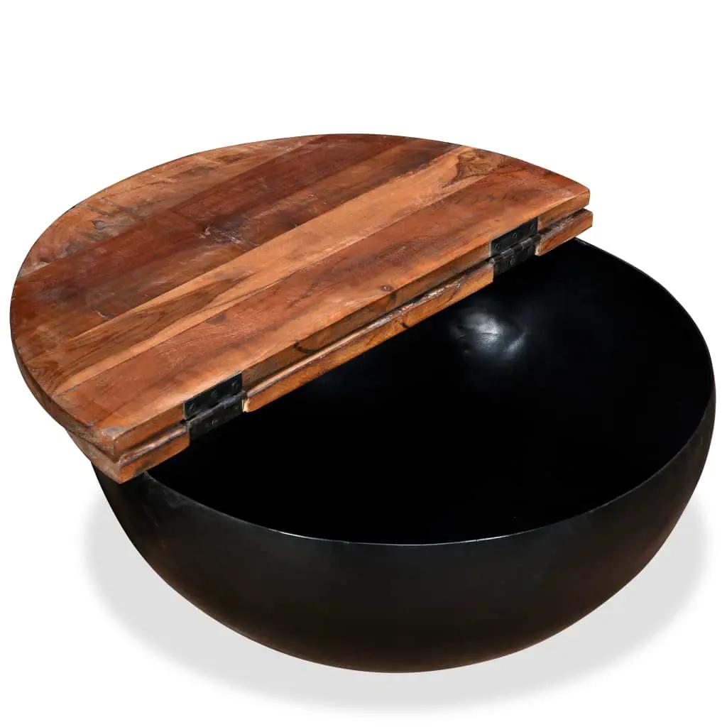 2-delige Salontafelset komvormig massief gerecycled hout zwart (7)