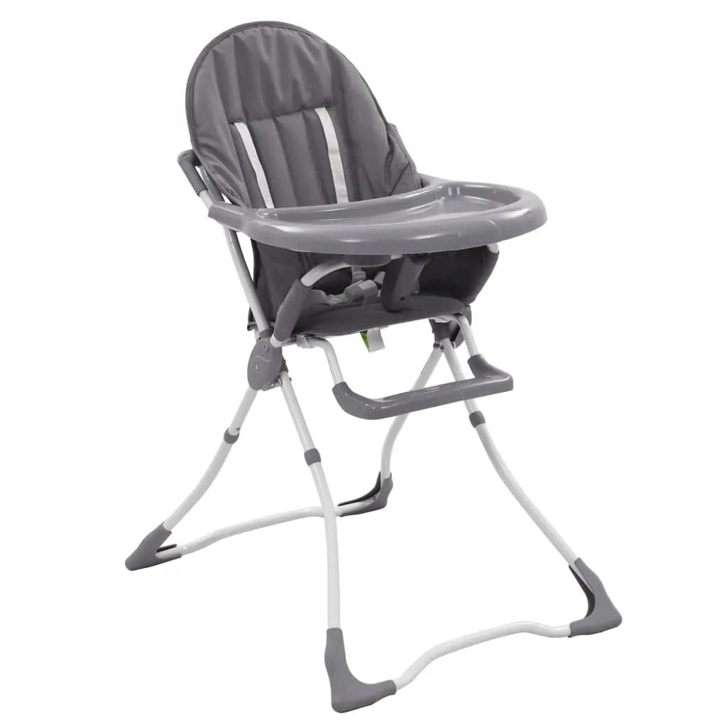 Kinderstoel hoog grijs en wit
