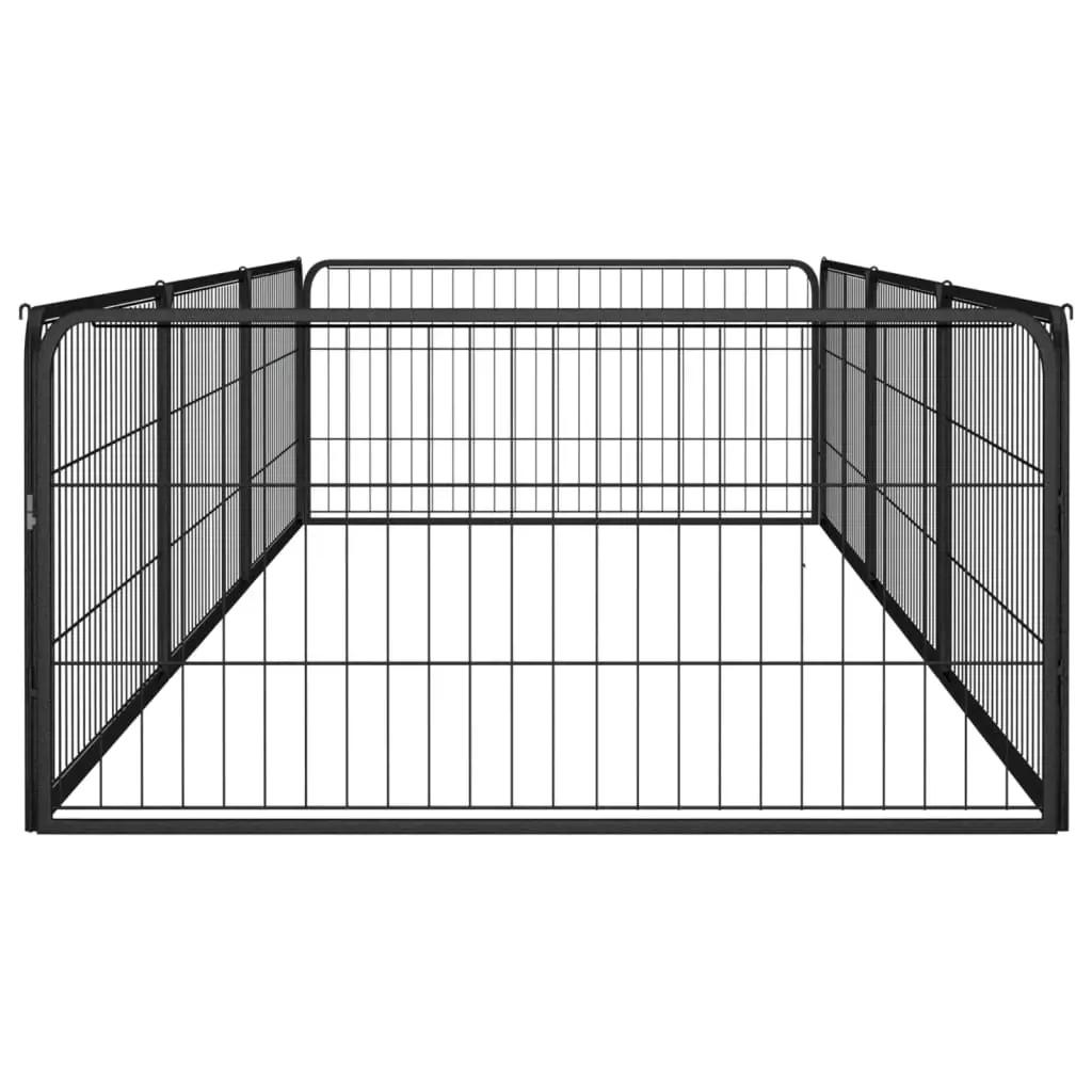 Hondenkennel 8 panelen 100x50 cm gepoedercoat staal zwart (4)