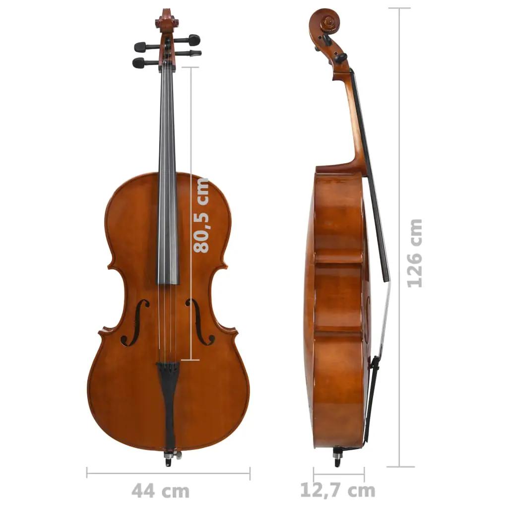 Celloset met tas en haren strijkstok 4/4 donkerhoutkleurig (11)