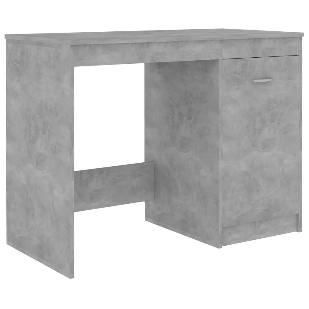 Bureau 100x50x76 cm bewerkt hout betongrijs (2)