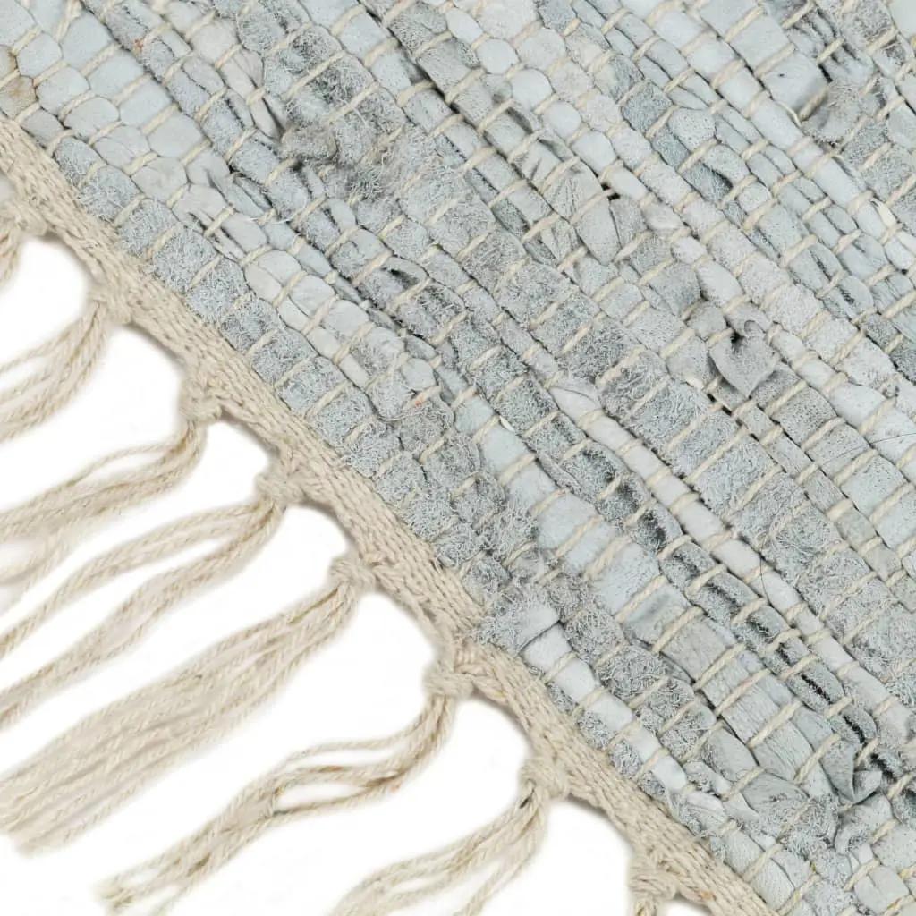 Vloerkleed chindi handgeweven 190x280 cm leer lichtgrijs (4)