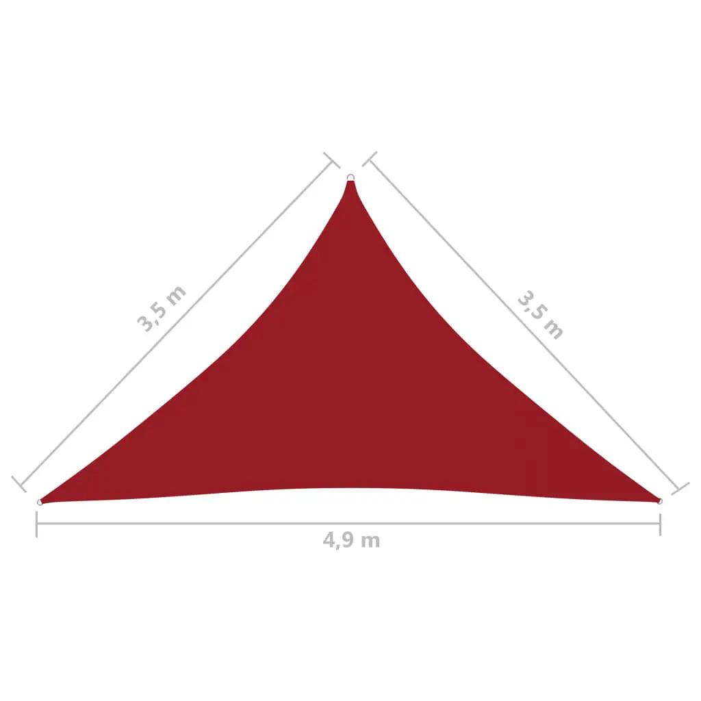 Zonnescherm driehoekig 3,5x3,5x4,9 m oxford stof rood (6)