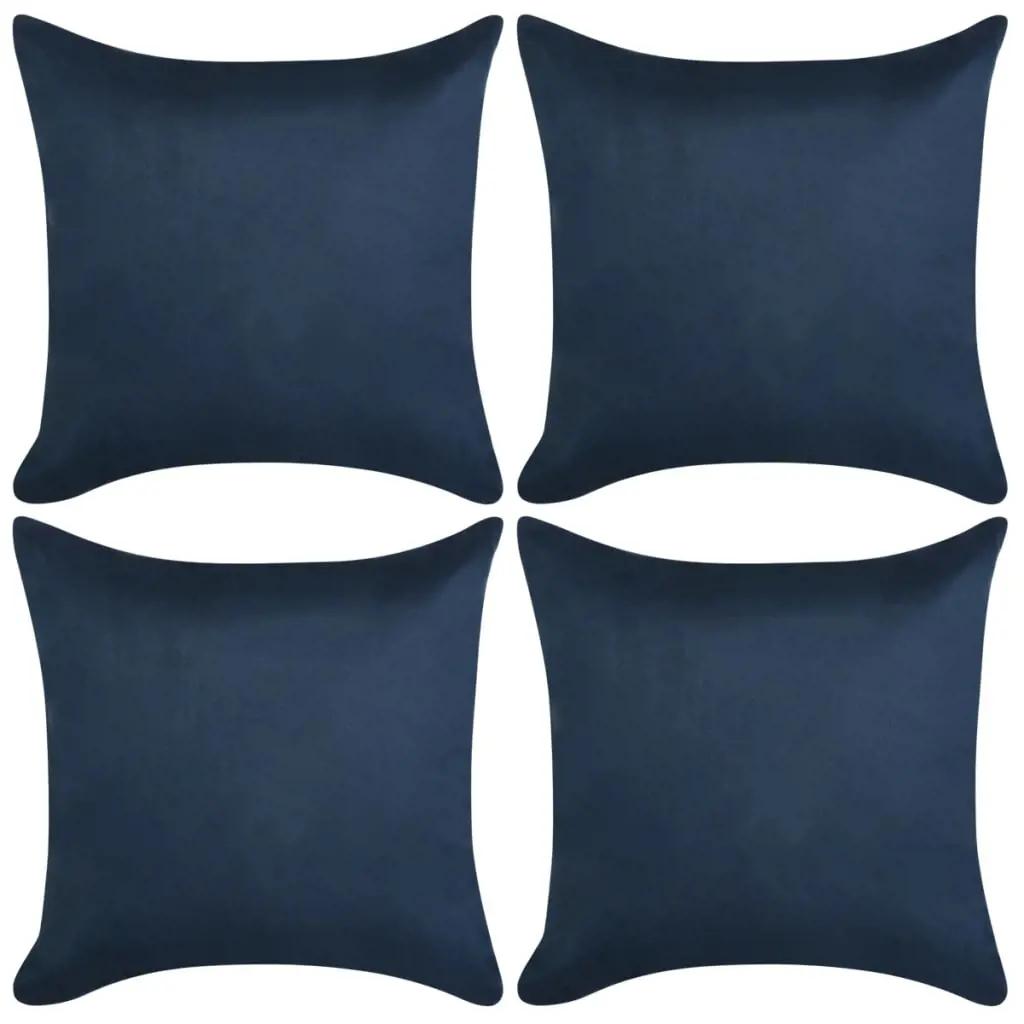 Kussenhoezen 4 stuks marineblauw imitatie suède 80x80 cm polyester