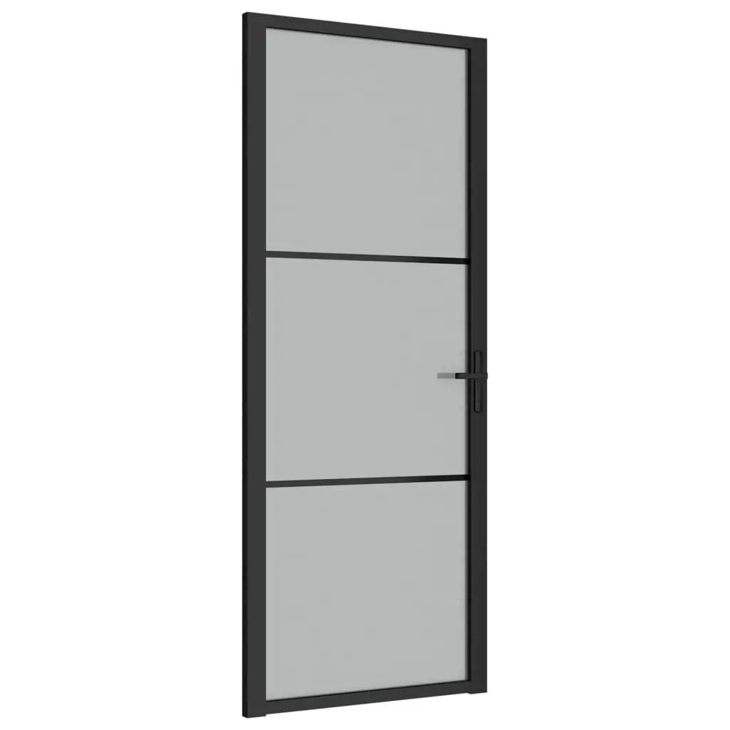 Binnendeur 83x201,5 cm matglas en aluminium zwart (2)
