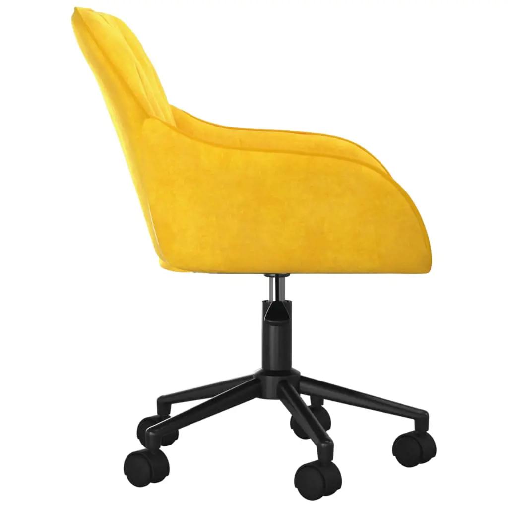Kantoorstoel draaibaar fluweel geel (4)