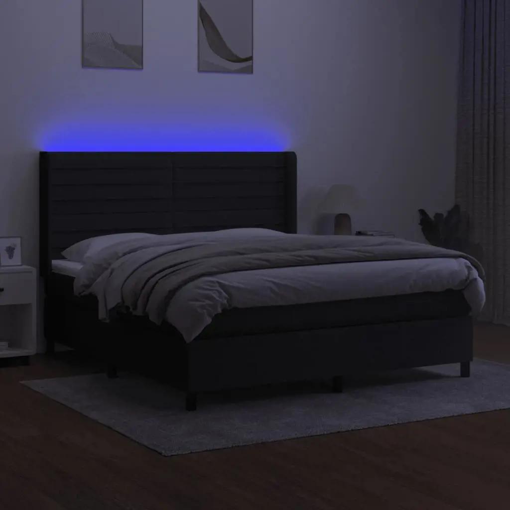 Boxspring met matras en LED stof zwart 160x200 cm (3)
