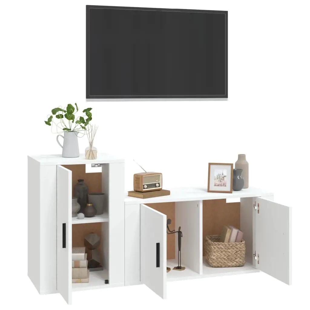 2-delige Tv-meubelset bewerkt hout wit (3)