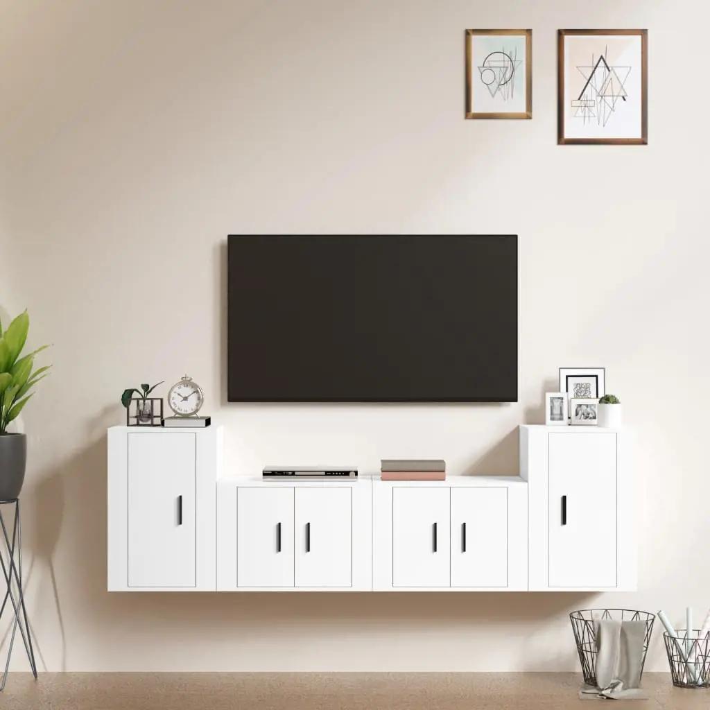 4-delige Tv-meubelset bewerkt hout wit (1)