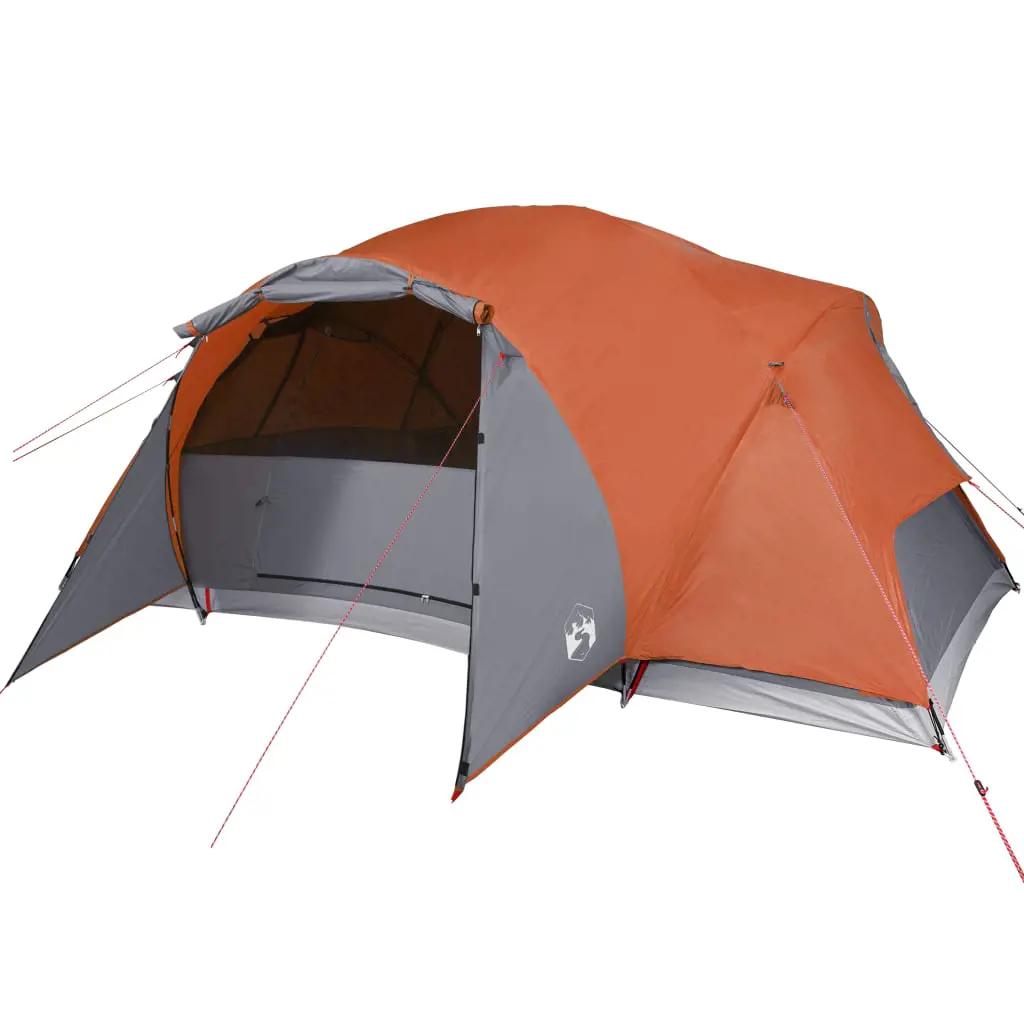 Tent 8-persoons waterdicht grijs en oranje (4)