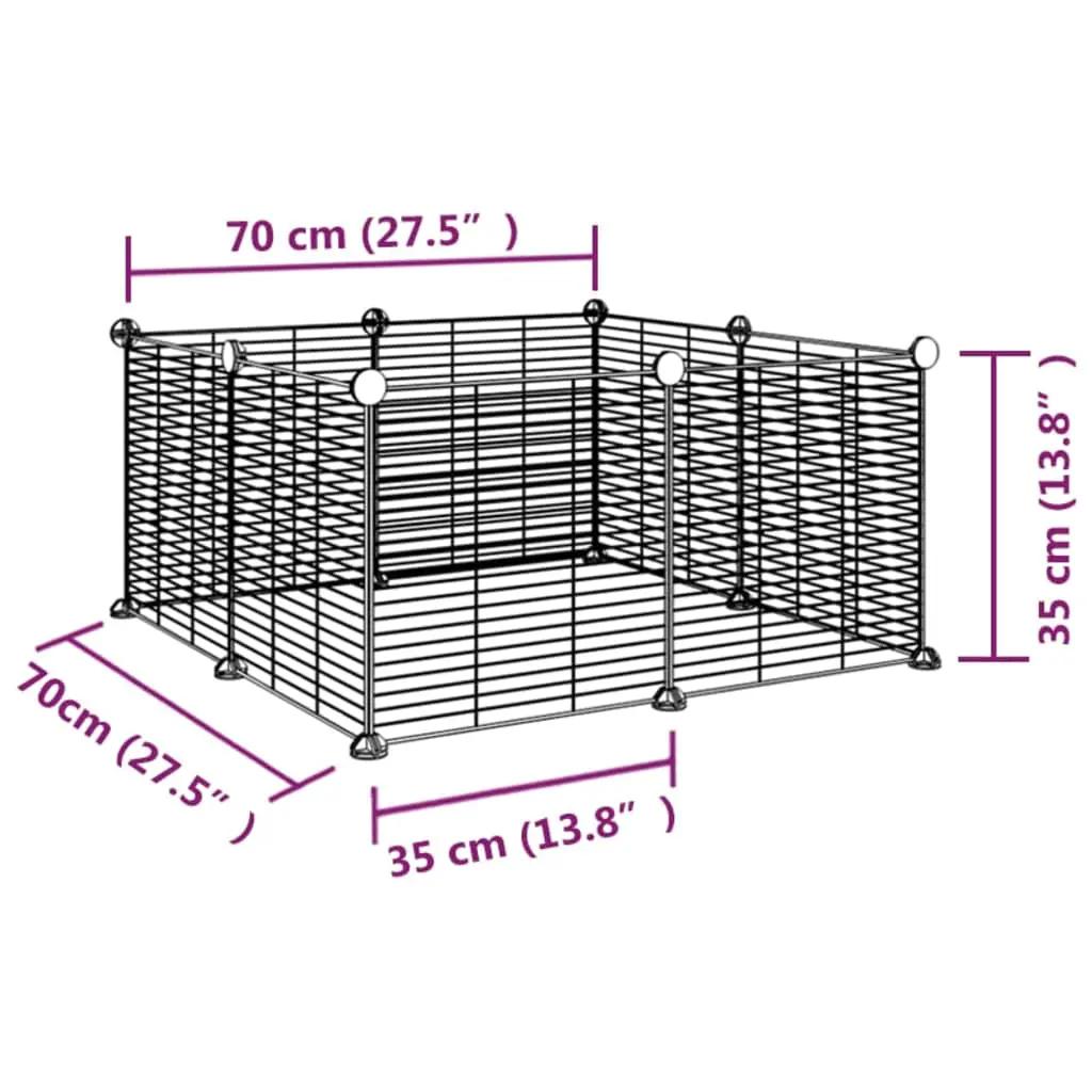 Huisdierenkooi met 8 panelen 35x35 cm staal zwart (6)