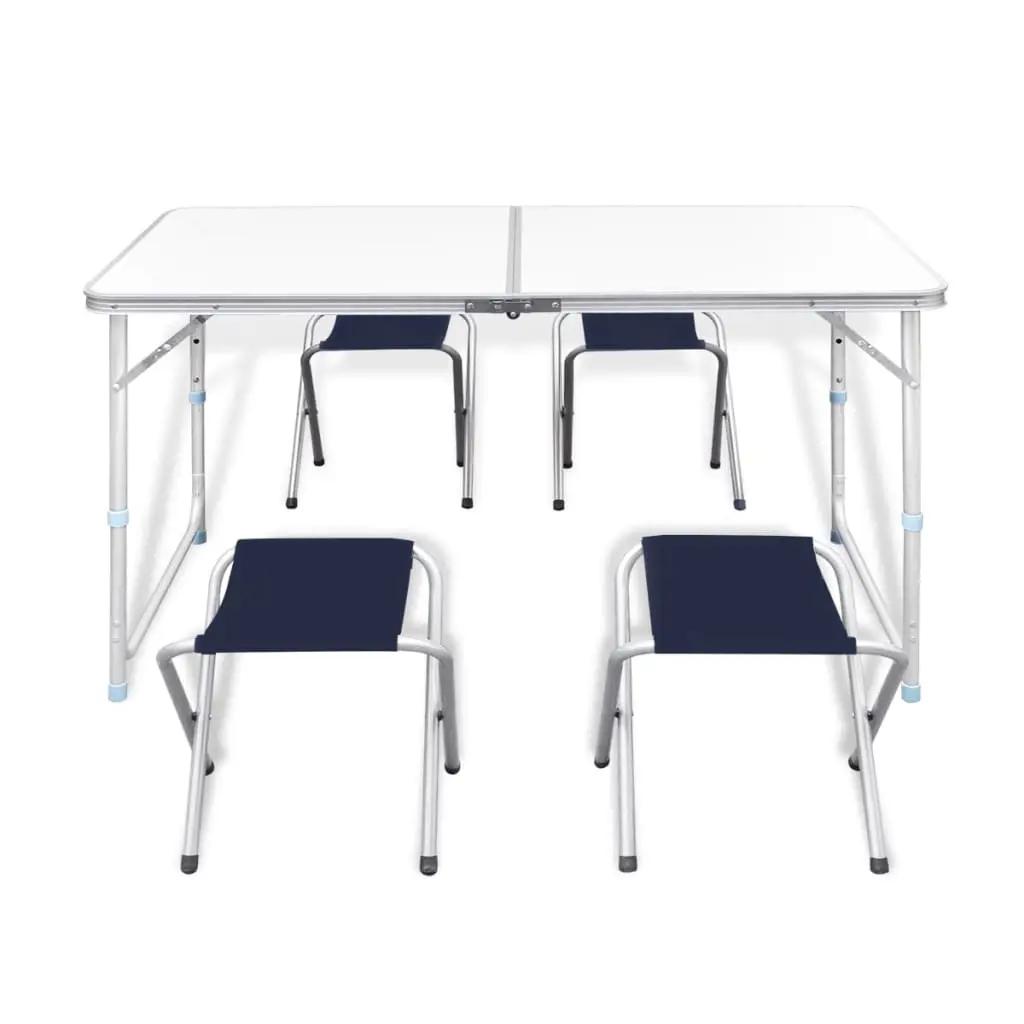Campingtafel inklapbaar en verstelbaar aluminium 120 x 60 cm 4 stoelen (2)